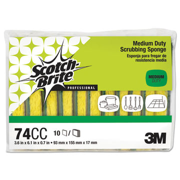 Scotch-Brite™ PROFESSIONAL Medium-duty Scrubbing Sponge, 3.6 X 6.1, 0.7" Thick, Yellow-green, 10-pack freeshipping - TVN Wholesale